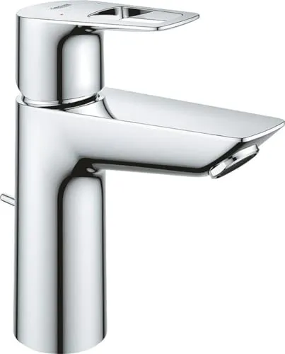 Grohe Bauloop M-Size Waschtischmischer, 106 mm Ausladung, chrom - Moderne Waschtischarmatur mit ergonomischem Design und Zugstangen-Ablaufgarnitur. Ideal für stilvolle Badezimmer mit hoher Funktionalität und Wasserersparnis.