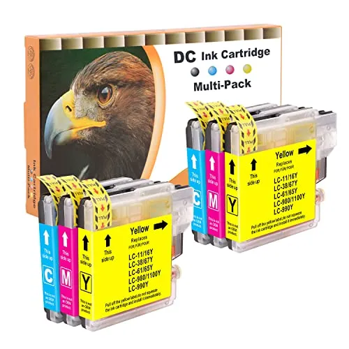 D&C 6X Druckerpatronen Kompatibel für Brother LC-980/1100 für Brother MFC-6890CDW MFC-790CW MFC-795CW MFC-990CW MFC-J615W DCP-185C DCP-383C DCP-385C DCP-387C DCP-395CN DCP-585CW DCP-6690CW