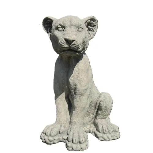 Löwenjunges, Skulptur aus Steinguss für den Garten Frostfest 45 cm Hoch Löwen Baby