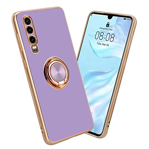 Cadorabo Hülle kompatibel mit Huawei P30 Schutzhülle TPU Silikon Case mit Ring Design mit Kameraschutz Slim Kratzfest Weiche Gummi mit Rundumschutz Case Hülle für Huawei P30 in Lila