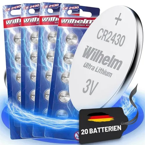 Wilhelm CR2430 Lithium Markenbatterien Knopfzellbatterie Neu! Blister 20 x