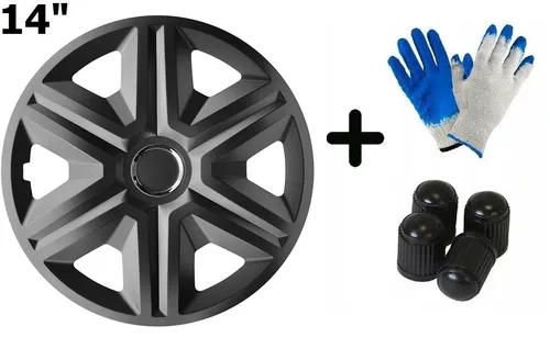 Universal Radkappen 14 Zoll Fast Lux Graphit - 4 Stück - Radkappen & Stahlfelgenringe, einfache Installation ohne Werkzeuge, splitter- und bruchfest, ideal für individuelles Tuning und Styling.