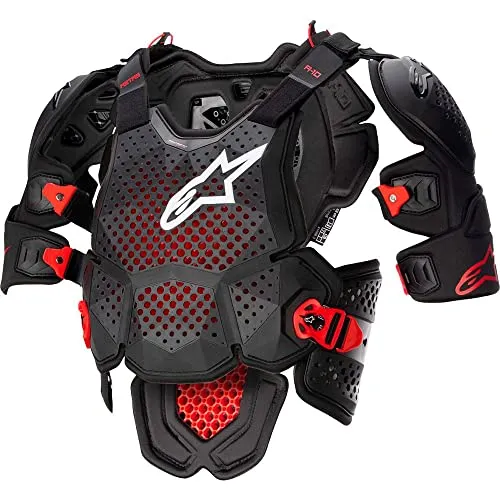 Alpinestars A-10 V2 Brustprotektor, schwarz-rot, Größe XL 2XL - Protektoren mit optimaler Belüftung, leichtester Level 2-Schutz und Ram Air Plenum gegen Hitzestau – ideal für Männer, die Sicherheit und Komfort suchen.