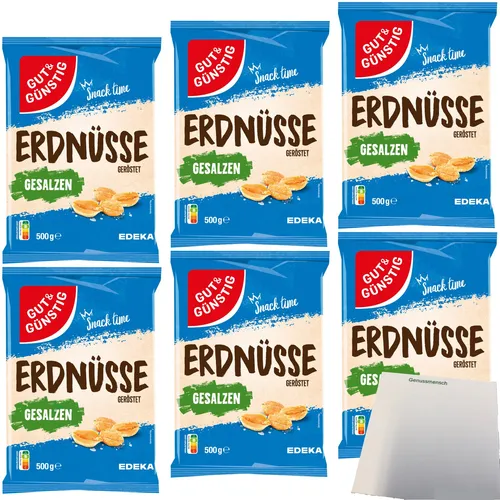 Gut&Günstig Erdnüsse geröstet und gesalzen 6er Pack 6x500g Packung usy Block