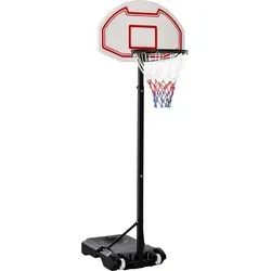 HOMCOM Basketballkorb Outdoor mit Rollen 155-210 cm Höhenverstellbar, Transportable Basketballständer mit Rollen, Tragbar Basketballkorb PE+Stahl
