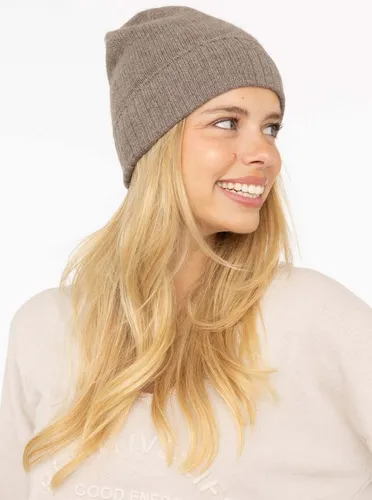 Zwillingsherz Kaschmir-Mütze in Taupe - Hochwertige Mütze aus reinem Kaschmir, temperaturregulierend und hautfreundlich, ideal für kalte Tage.