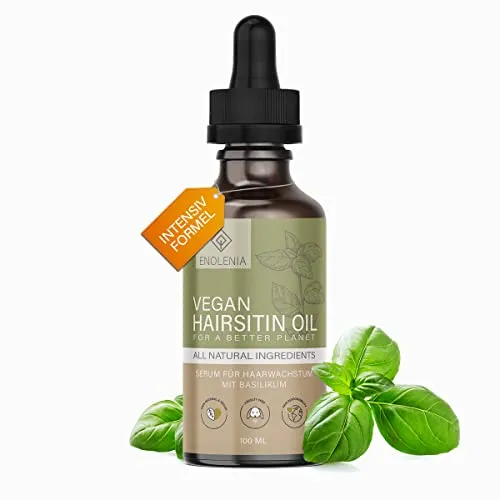 NEU: Enolenia® Hairsitin Haarwachstum Serum mit Basilikum & Rizinus, Anti Haarausfall für Männer & Frauen bei dünner werdendes Haar, Haarwurzeln stärken – 100 ML