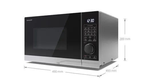 Sharp YC-PC254AE-S 25 Liter Mikrowelle mit Grill & Heißluft - Mikrowelle mit 25 Litern, Grill- und Heißluftfunktion für vielseitiges Kochen und gleichmäßiges Garen, elegantes silbernes Design.