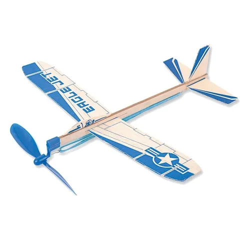 matches21 HOME & HOBBY Flieger mit Gummimotor 29 cm ab 8 Jahren Holzbaukasten