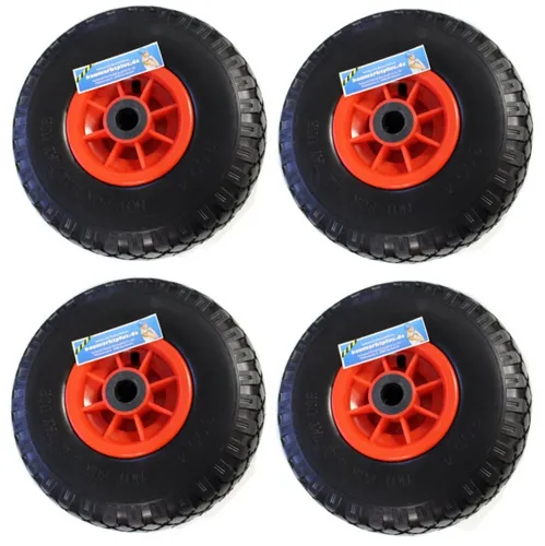 TRUTZHOLM Sackkarren-Rad 4x Vollgummi 260 x 85 mm - Ersatzräder, pannensicher und robust für Sackkarren – nie wieder Platten dank langlebigem Polyurethan-Schaum! Belastbarkeit bis 150 kg.