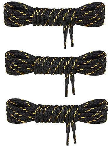 Swissly 3 Paar Schuhbänder rund ø 4,5 mm I Premium Schnürsenkel extra reißfest & widerstandsfähig für Wanderschuhe Bergschuhe Kletterschuhe Arbeitsschuhe Stiefel uvm I Polyester Shoe-Laces