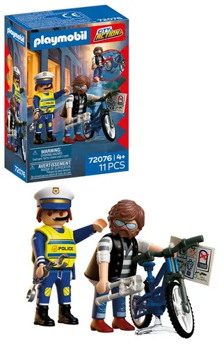 Playmobil® Fahrradraub (72076), City Action Konstruktions-Spielset, (11 St), Made in Europe