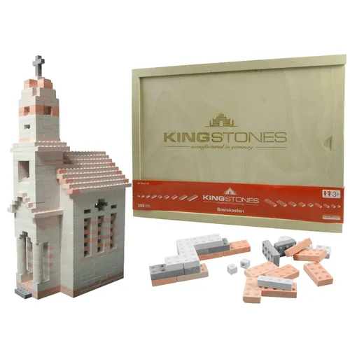 KINGSTONES Basiskasten gemischt - 350 Teile Steinbaukasten - Bauklötze & Bausteine aus biologisch abbaubarem Marmormehl, fördert Kreativität und ist ideal für kleine und große Baumeister.