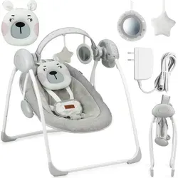 MoMi LISS TEDDY pink - Interaktive Babywippe - Die MoMi LISS TEDDY pink ist eine interaktive Babywippe mit 5 Geschwindigkeiten und 8 Melodien. Sie bietet Komfort durch abnehmbaren Bezug und sorgt mit einem 5-Punkt-Gurt für Sicherheit. Perfekt für entspannte Momente!