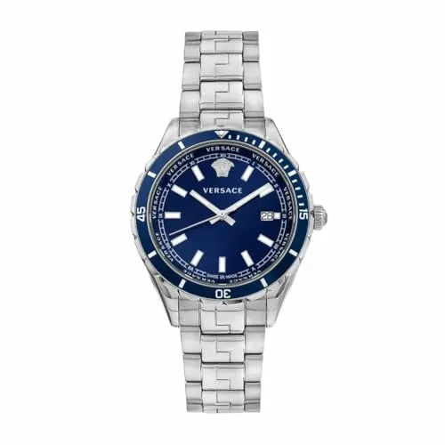 Versace Armbanduhr Herren HELLENYIUM 42 mm VE3A00922 - Armbanduhren für Herren mit elegantem Edelstahl-Gehäuse und markantem blauen Zifferblatt, ideal für stilbewusste Männer.