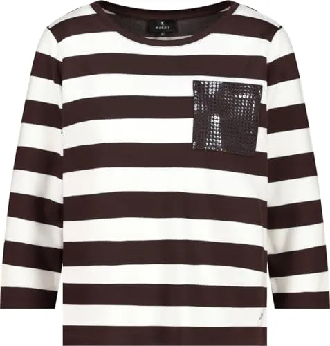Monari Longsweatshirt - Elegantes Longsweatshirt aus hochwertiger Viskose mit feiner Struktur, praktischen Seitenschlitzen und einer glitzernden Pailletten-Brusttasche für einen besonderen Look.