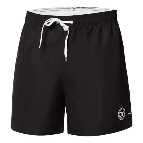 Ladeheid Badehose Herren Bequeme Badeshorts Kurz mit Seitentaschen und Schnürchen, Badeshorts Herren mit Netzfütterung, Perfekt für Sommer, Strand und Schwimmbad – LA40-198 (Schwarz, S)