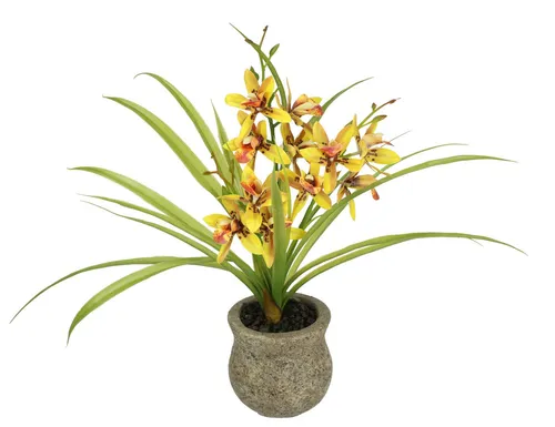 Kunstblume Kunstblume Schmetterling Orchidee mit Keramiktopf, I.GE.A., Höhe 38 cm, Mit Blätter Luftwurzeln Blume Kunstorchidee Phalaenopsis Kunstpflanze