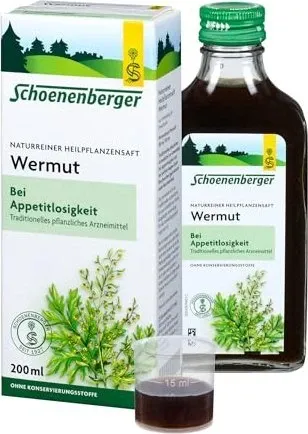 Schoenenberger Naturreiner Heilpflanzensaft Wermut 200 ml - Heilpflanzensaft für Magen-Darm-Beschwerden, traditionell angewendet zur Unterstützung bei Appetitlosigkeit, ideal für natürliche Gesundheit.