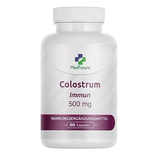 Colostrum Kapseln 500 mg - Hochwertiges Kolostrum Supplement - 60 Kapseln - Stärkt Immunsystem und Wohlbefinden - Ideal für Tägliche Einnahme - Natürliche Inhaltsstoffe - Made in EU