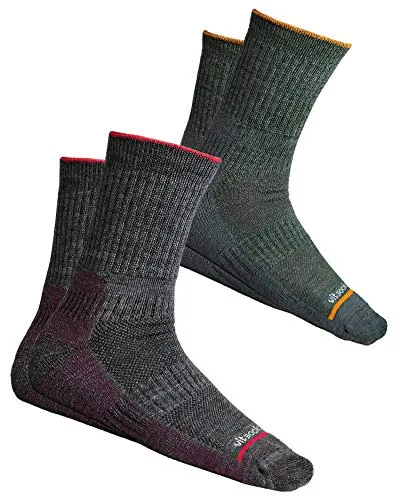 vitsocks Herren Wandersocken MERINO WOLLE warme Wandern Socken, Merinowolle Trekkingsocken Outdoor Funktionssocken, 2er Pack olive grau, 39-42