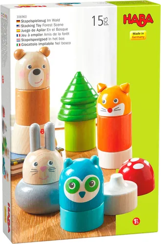 HABA Stapelspielzeug Im Wald - Kreatives Holzspielzeug für Kleinkinder - Sortier- & Stapelspielzeug aus heimischem Buchenholz, fördert Kreativität und Feinmotorik, ideal für Kinder ab 18 Monaten.