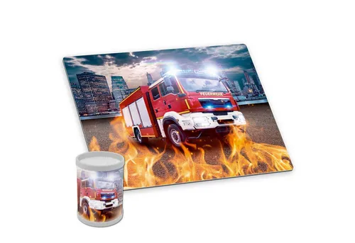 itenga Schreibunterlage Deluxe FEUERWEHR mit Stifteköcher - Elegante und rutschfeste Schreibtischunterlage aus hochwertigem Kunststoff, bietet eine glatte Schreibfläche und schützt vor Kratzern. Mit praktischen abgerundeten Ecken und abwaschbar – für eine stilvolle und funktionale Arbeitsumgebung.