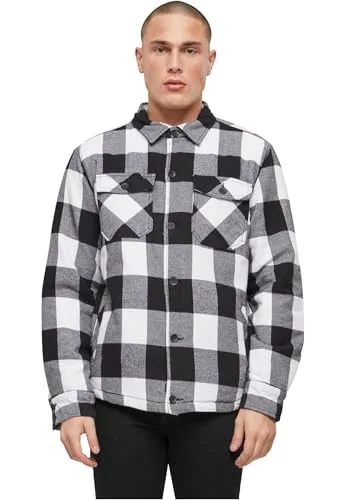 Brandit Lumber Jacket - Wattierte Flanelljacke in Weiß/Schwarz, Größe S - Funktionsjacke mit 2 großen Brusttaschen und praktischer Innentasche, ideal für kühle Tage und stylische Outfits.