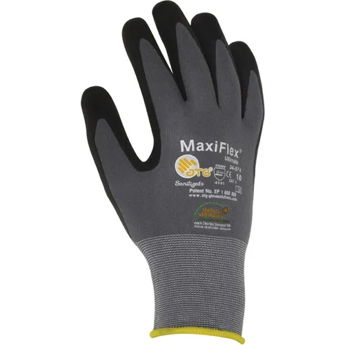 Maxiflex Ultimate Nylon-Strickhandschuhe grau/schwarz, ATG 34-874 - Größe 11 (XXL)