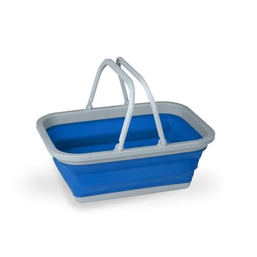 BERGER Faltschüssel mit Henkel 16 l | Spülschüssel faltbar für Camping Küche & Outdoor | Faltbare Schüssel Einkaufstasche | platzsparender Aufbewahrungsbehälter, robust & hygienisch