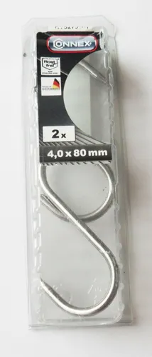 S Haken, 2er Pack, 4,6 x 80mm Küchenhaken, Allzweckhaken, Haken 5270001/3266