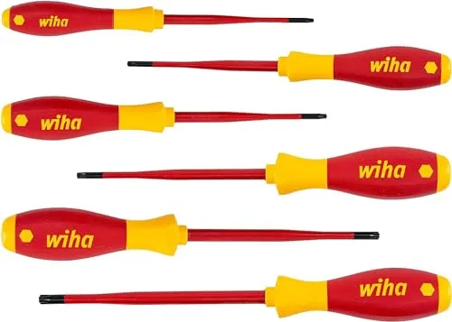Wiha Schraubendreherset SoftFinish slimFix (41245) - 6-teiliges VDE Set - Schraubendreher-Sets für Profi- und Hobbyheimwerker, isoliert bis 1000V, mit schlanken Klingen für mühelosen Zugang zu tief liegenden Schrauben.