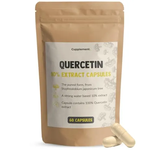 Cupplement Quercetin Extrakt 60 Kapseln 10:1 Extrakt - Quercetin - Quercitin - 500 mg pro Kapsel - Kein Pulver oder 250 mg - Ohne Zink, Vitamin C, 1000mg, Broomhexin oder Bromelain - Komplex