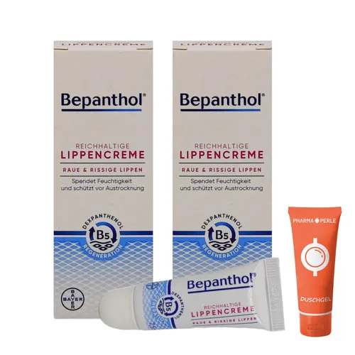 Bepanthol Lippencreme, 2x 7,5 ml für raue, rissige, spröde, Lippen Lippenpflege