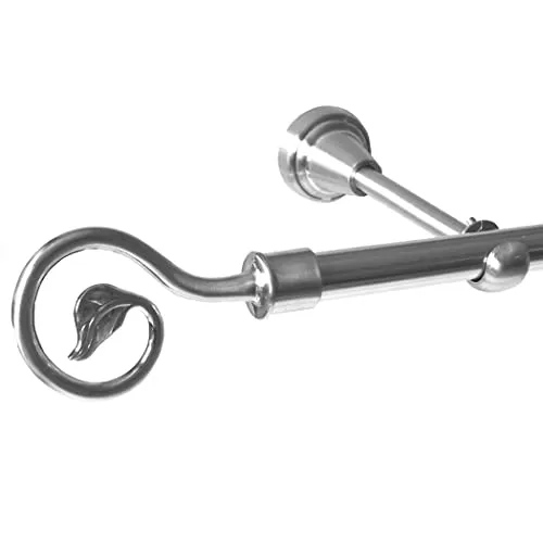 BASIT Gardinenstange mit Wandhalterung 240 cm lang Edelstahl Look im Set I 1-läufige Gardinenstange Wandmontage Ø16mm I In 120-600 cm verfügbar