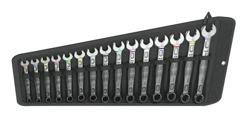 Wera Ringmaulschlüssel-Satz Joker 5,5-19 mm - 15-teilig in praktischer Falttasche - Werkzeug-Sets mit innovativer Joker-Technologie für besseren Halt und mehr Drehmoment, ideal für Profis und Heimwerker.