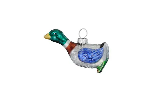 Christbaumschmuck Glas 7,5cm - Ente Figur zum Aufhängen - handbemalt - Weihnachtsbaum Anhänger für Weihnachten - Christbaumanhänger & Weihnachtsbaumschmuck - Vögel Tiere Bunt