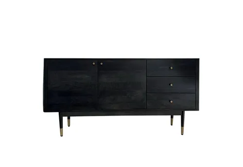 Livetastic Sideboard Schwarz – Handgemacht aus Akazie - Elegantes Sideboard in Schwarz, gefertigt aus massivem Akazienholz und Metall. Mit 1 Fach und 3 Schubladen bietet es viel Stauraum. Ideal für stilvolle Einrichtungen.