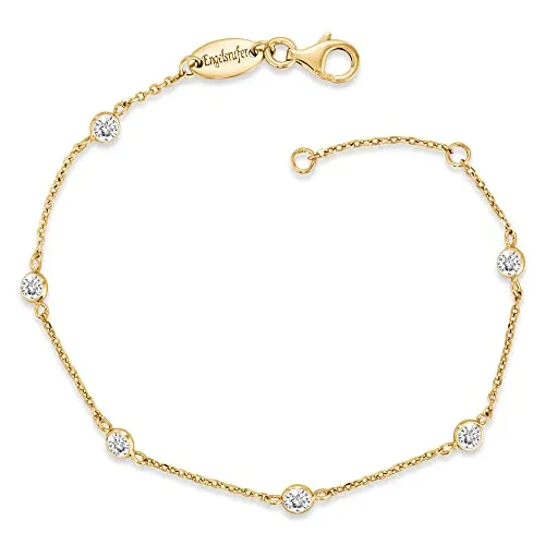 Engelsrufer Damen Armband aus Sterling Silber - Elegantes Damenarmband mit Zirkonia Steinen und Goldakzenten, verstellbar von 17–20 cm, ideal für Allergiker und perfekt als Geschenk.