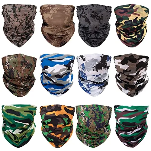MengH-SHOP Multifunktionstuch Nahtloses Halstuch Camouflage Bandana Elastischer Sport Nahtlose Kopfbedeckung Reiten im Freien 12 Stück