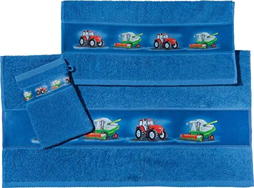 Erwin Müller Kinder Handtuch-Set 3-TLG. Traktor blau von Erwin Müller