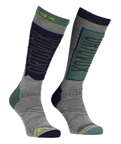 Ortovox Free Ride Long Socks Men Arctic Grey (42-44) - Sportsocken für Freerider mit Merinowolle für optimale Temperaturregulierung und hohen Tragekomfort. Ergonomische Passform und flache Zehennähte verhindern Blasenbildung.