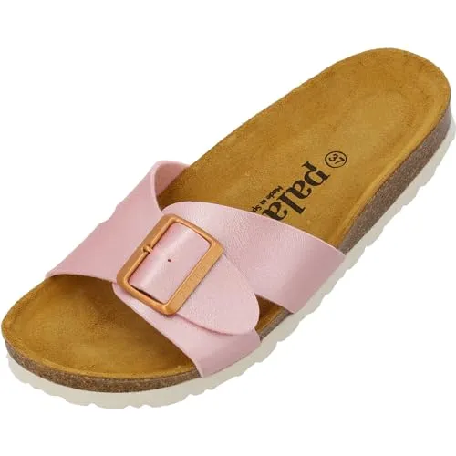 Palado Tinos Pantolette rosa 39 EU - Stylische Pantoletten in Rosa Metallic, Größe 39, mit komfortabler Veloursleder-Innensohle und leichter EVA-Laufsohle für ultimativen Tragekomfort.