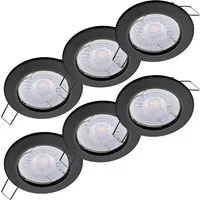 Oktaplex 6er Set Einbauleuchte Sedan Stufenlos Dimmbar Warmweiß 2700K 370lm 4,9W Schwarz Deckenspot