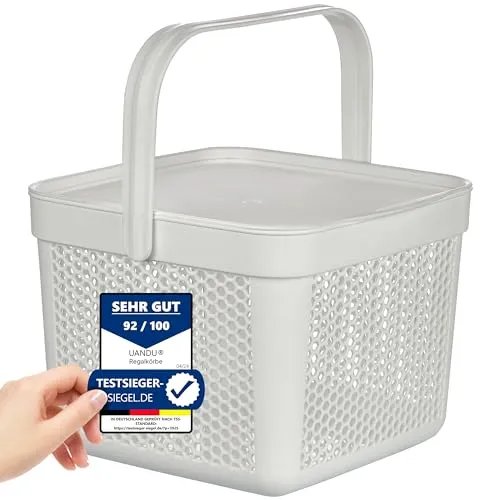 uandu Kunststoff Korb Rattan 5L, Aufbewahrungsbox Küche in weiß von UANDU