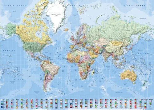 Poster World Map with flags - Giant Poster - English Edition