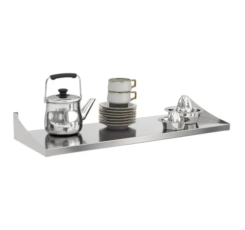 KÖNIGSPROD Wandregal Asteria aus Edelstahl - Wandregal für Küche oder Wohnraum, robust aus poliertem Edelstahl, belastbar bis 30 kg – ideal für Bücher oder Teller.