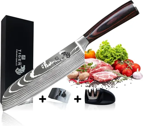 Küchenmesser aus Deutschem Edelstahl, Profi Santokumesser Kochmesser ChefMesser