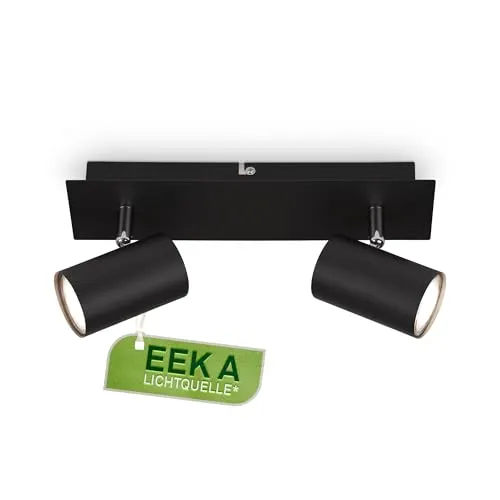 Briloner EEK A Deckenstrahler - Schwenkbare Deckenleuchte für modernes Wohnen - Moderne Deckenlampe mit 2 GU10-Lichtern, verstellbar und warmweißem Licht (2500-3000 K). Ideal für Wohnzimmer, Esszimmer und mehr. Energieeffizienzklasse A.