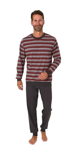Normann Herren Frottee Schlafanzug Langarm Pyjama - Übergröße, Farbe: rot, Größe: 54 - Kuschelweicher Frottee Schlafanzug für kalte Nächte. Mit praktischen Bündchen für optimalen Sitz und Komfort. Hochwertige Markenqualität von Normann, seit 1903 für besten Schlafkomfort bekannt.